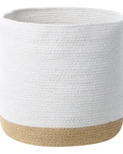 Discount Beliani Set di 3 cestini BASIMA Cotone Bianco Beige Bianco
