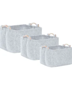 New Beliani Set di 3 cestini BAYSAI Feltro chiaro Grigio