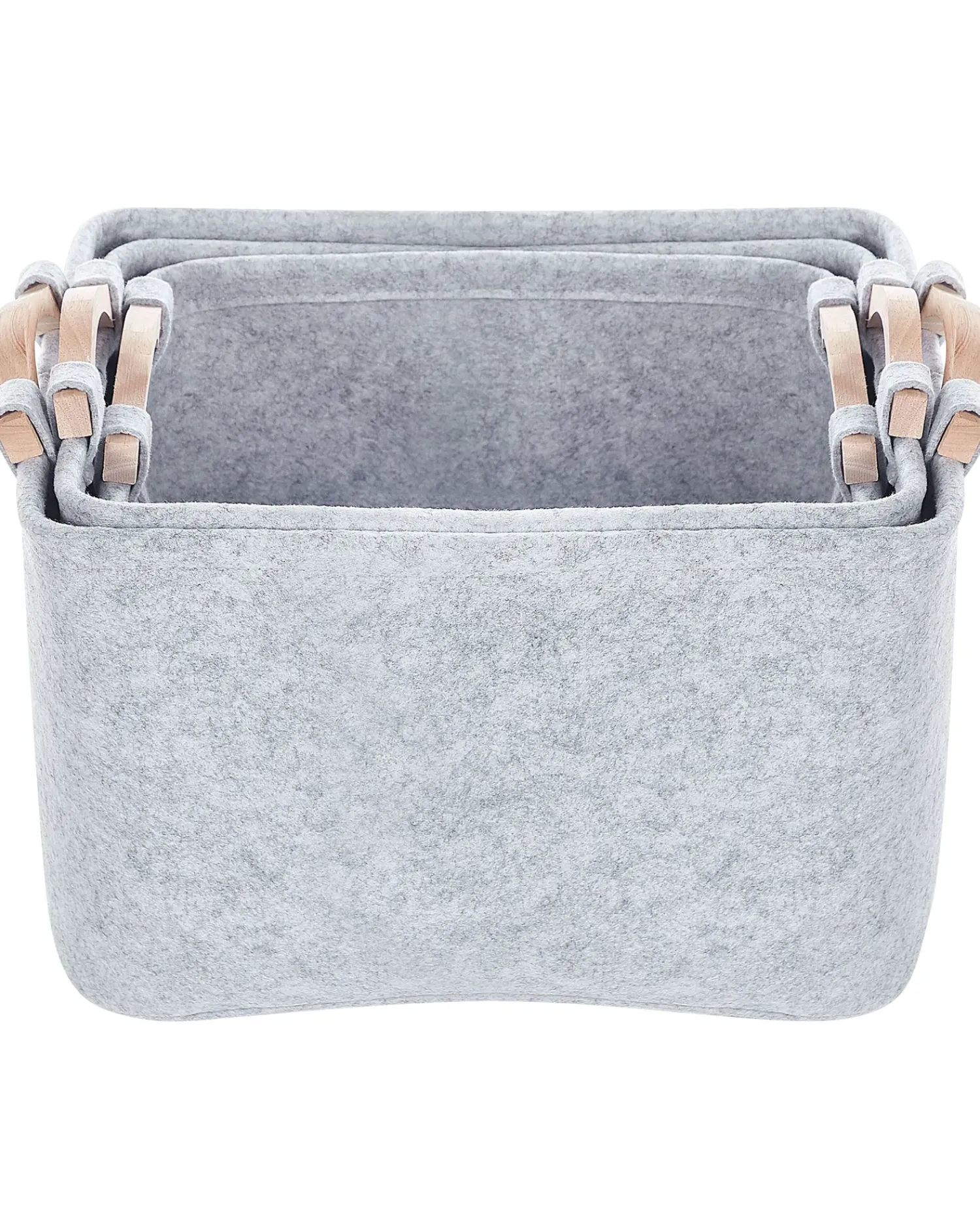 New Beliani Set di 3 cestini BAYSAI Feltro chiaro Grigio