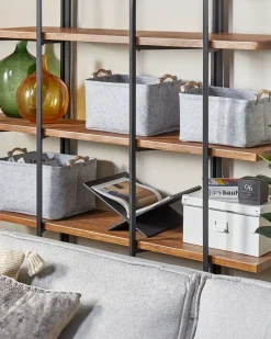 New Beliani Set di 3 cestini BAYSAI Feltro chiaro Grigio