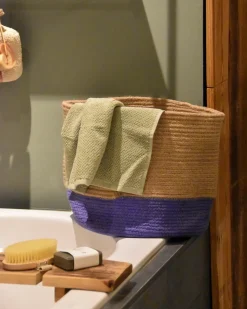 Discount Beliani Set di 2 cestini BULANIK Iuta Viola Beige Naturale Viola