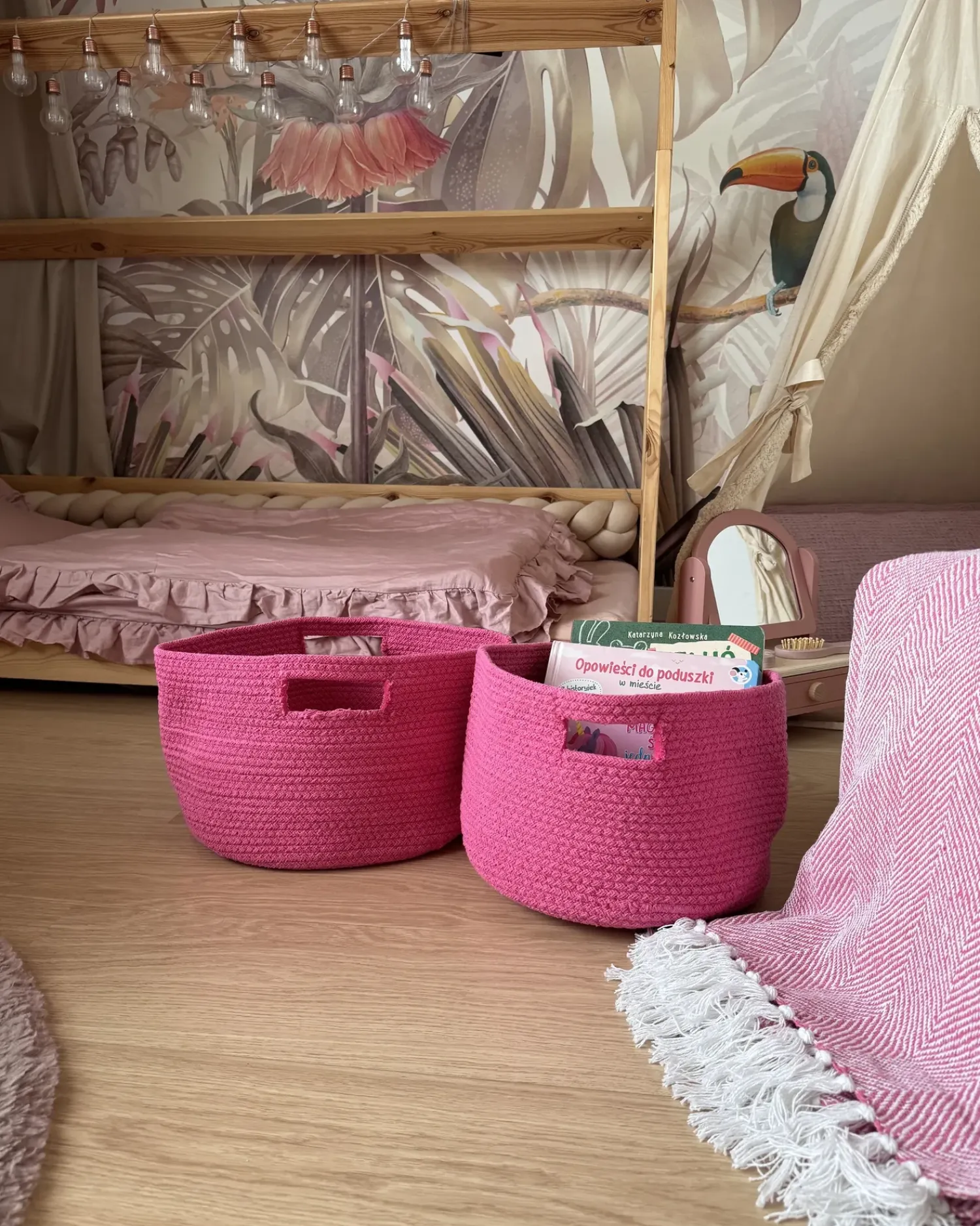 Sale Beliani Set di 2 cestini CHINIOT Cotone Fucsia Rosa