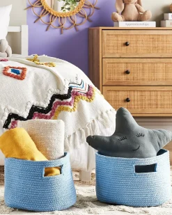 Beliani Set di 2 cestini CHINIOT Cotone Azzurro Blu