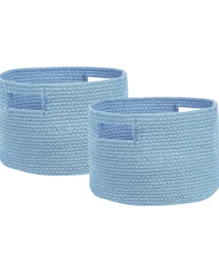Beliani Set di 2 cestini CHINIOT Cotone Azzurro Blu