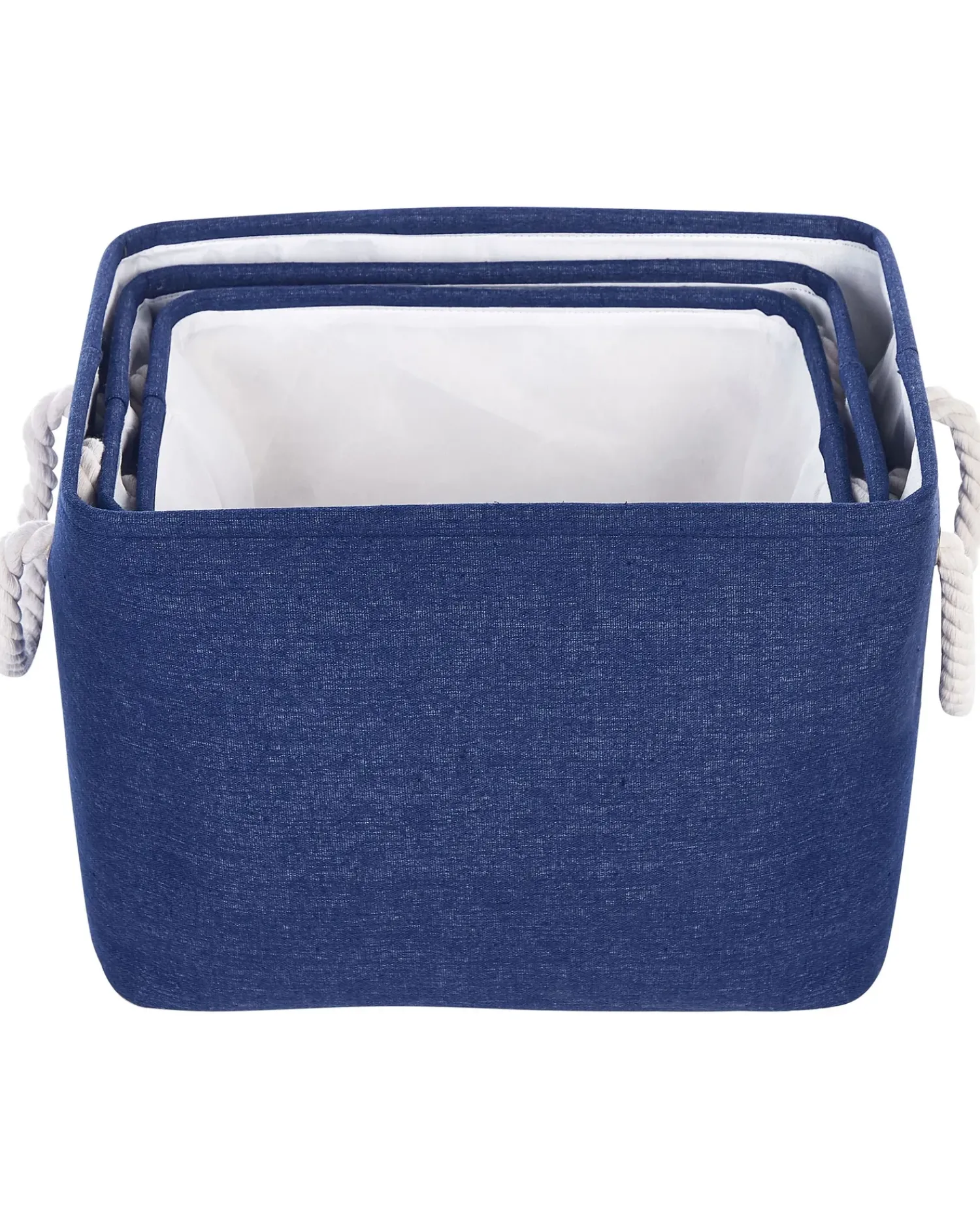 Hot Beliani Set di 3 cestini DARQAB Cotone Blu marino Bianco Blu