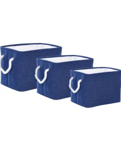 Hot Beliani Set di 3 cestini DARQAB Cotone Blu marino Bianco Blu