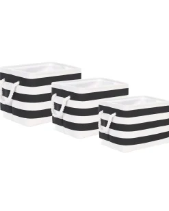 Sale Beliani Set di 3 cestini DARQAB Cotone Nero/Bianco Bianco Nero