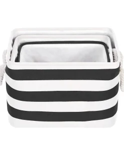 Sale Beliani Set di 3 cestini DARQAB Cotone Nero/Bianco Bianco Nero