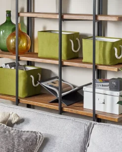 Best Beliani Set di 3 cestini DARQAB Cotone Verde oliva Bianco Verde