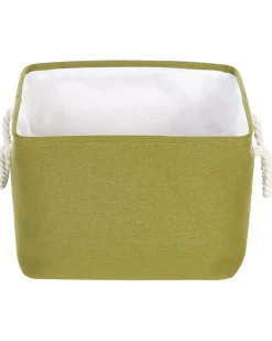 Best Beliani Set di 3 cestini DARQAB Cotone Verde oliva Bianco Verde