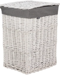 Best Beliani Set di 5 cestini ELLA Legno di salice Bianco 50/86 L Bianco Grigio