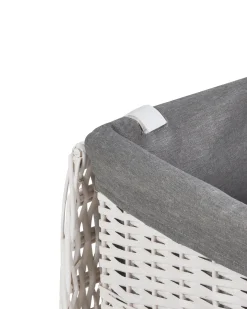 Best Beliani Set di 5 cestini ELLA Legno di salice Bianco 50/86 L Bianco Grigio