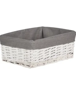 Best Beliani Set di 5 cestini ELLA Legno di salice Bianco 50/86 L Bianco Grigio