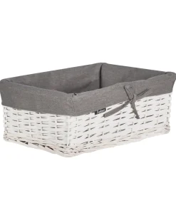 Best Beliani Set di 5 cestini ELLA Legno di salice Bianco 50/86 L Bianco Grigio