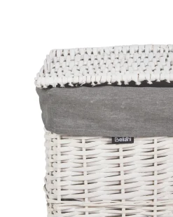 Best Beliani Set di 5 cestini ELLA Legno di salice Bianco 50/86 L Bianco Grigio