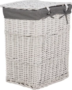 Best Beliani Set di 5 cestini ELLA Legno di salice Bianco 50/86 L Bianco Grigio