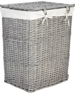 Online Beliani Set di 5 cestini ELLA Legno di salice Grigio 50/86 L Bianco Grigio
