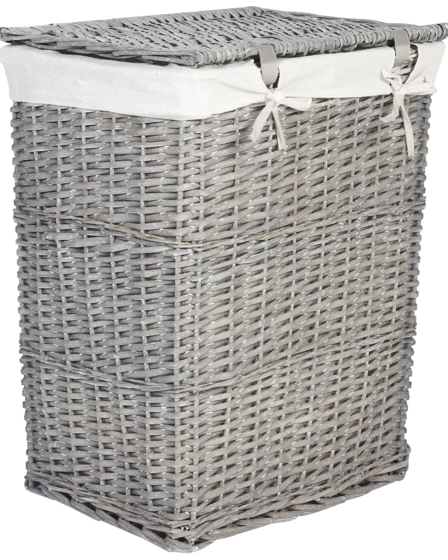 Online Beliani Set di 5 cestini ELLA Legno di salice Grigio 50/86 L Bianco Grigio