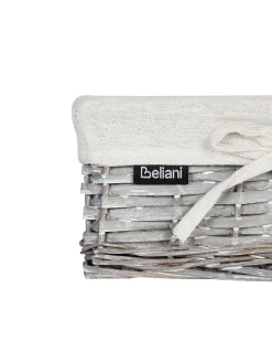 Online Beliani Set di 5 cestini ELLA Legno di salice Grigio 50/86 L Bianco Grigio