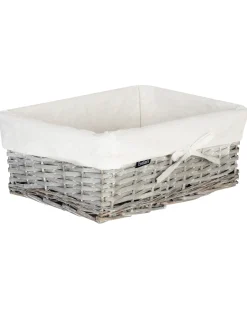 Online Beliani Set di 5 cestini ELLA Legno di salice Grigio 50/86 L Bianco Grigio