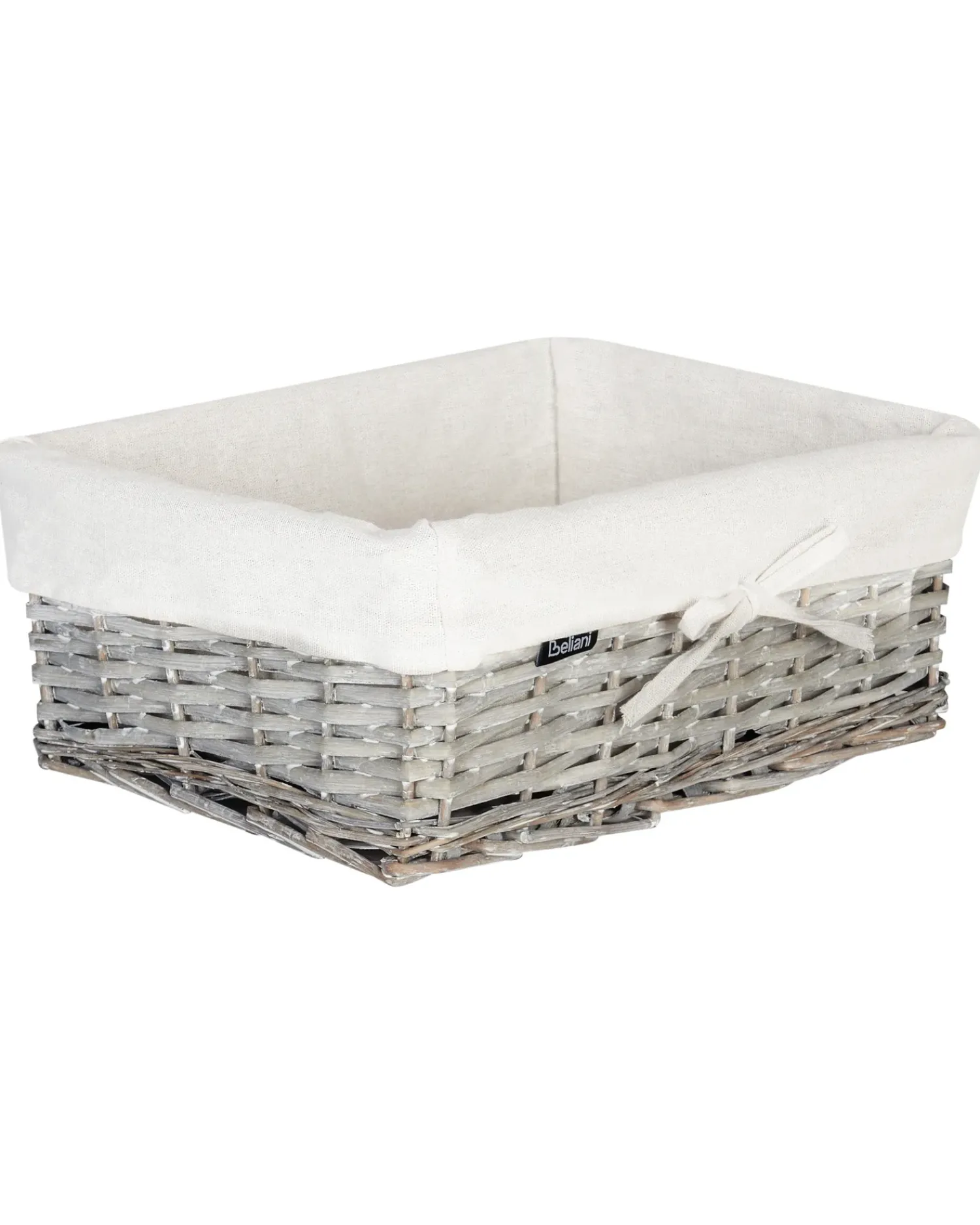 Online Beliani Set di 5 cestini ELLA Legno di salice Grigio 50/86 L Bianco Grigio