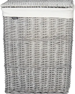 Online Beliani Set di 5 cestini ELLA Legno di salice Grigio 50/86 L Bianco Grigio