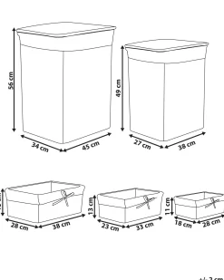 Online Beliani Set di 5 cestini ELLA Legno di salice Grigio 50/86 L Bianco Grigio