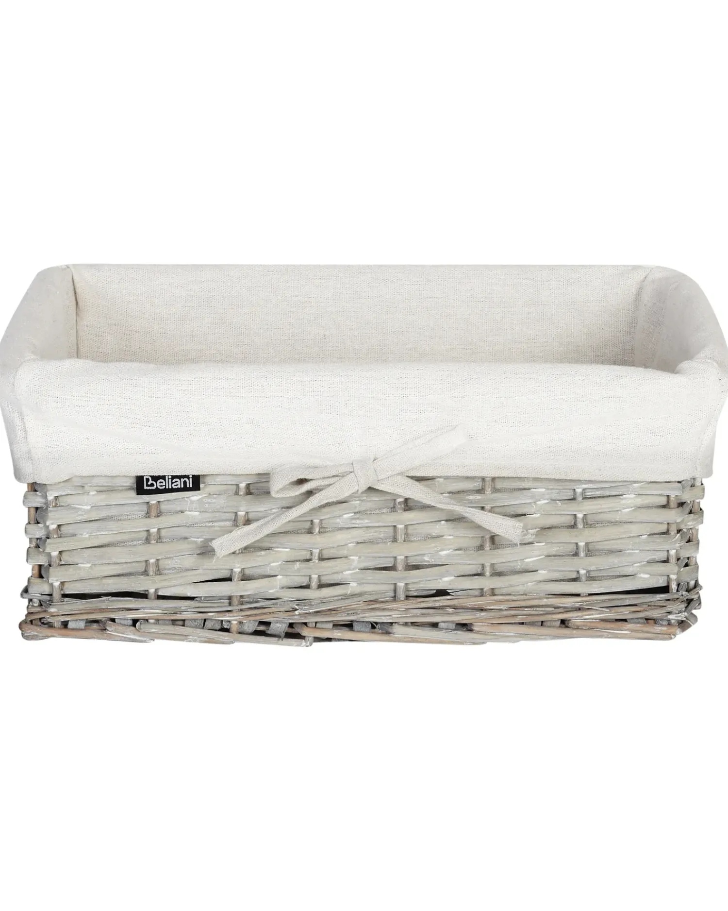 Online Beliani Set di 5 cestini ELLA Legno di salice Grigio 50/86 L Bianco Grigio