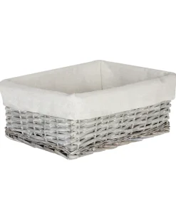 Online Beliani Set di 5 cestini ELLA Legno di salice Grigio 50/86 L Bianco Grigio