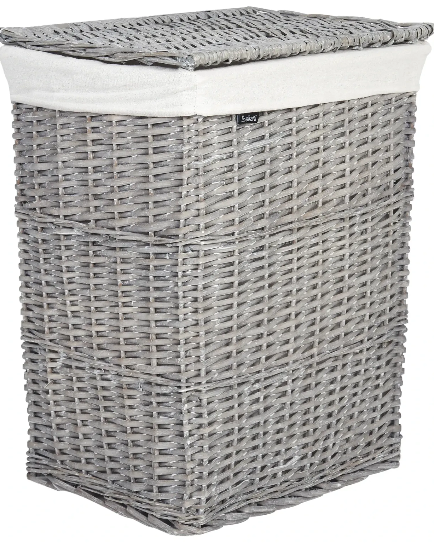 Online Beliani Set di 5 cestini ELLA Legno di salice Grigio 50/86 L Bianco Grigio