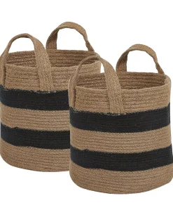 Beliani Set di 2 cestini GEREDE Iuta Naturale Beige Nero