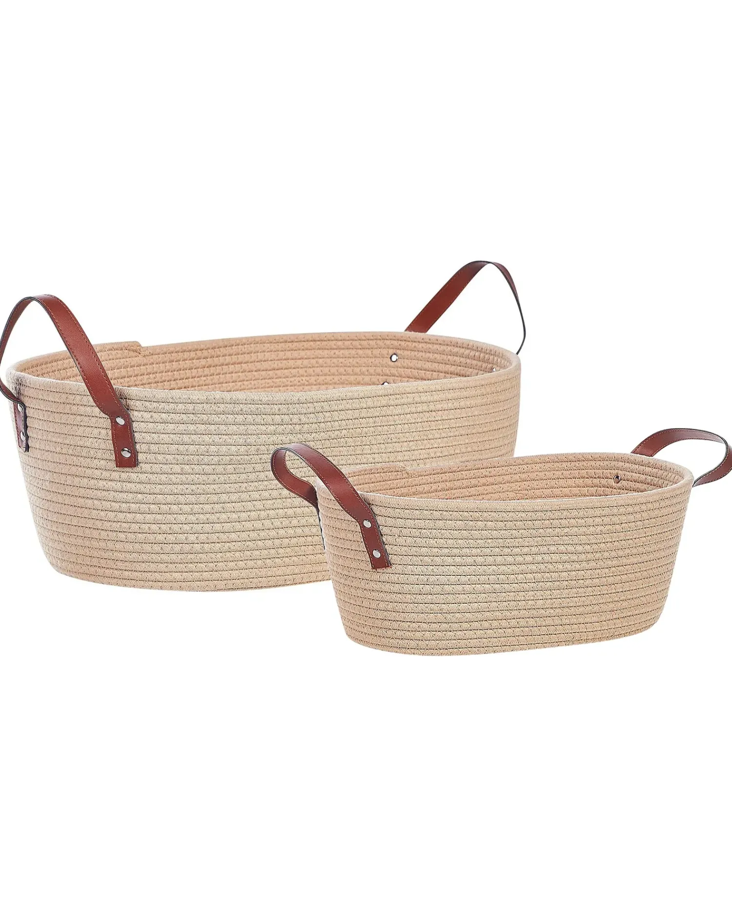 New Beliani Set di 2 cestini GISSAR Cotone Beige chiaro Beige Marrone