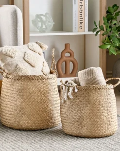 Beliani Set di 2 cestini HALONG Alghe marine Naturale Beige Naturale