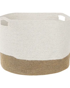 Outlet Beliani Set di 2 cestini KAHAN Cotone Bianco Beige Bianco