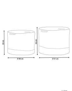 Outlet Beliani Set di 2 cestini KAHAN Cotone Bianco Beige Bianco