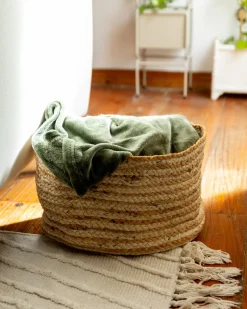 Online Beliani Set di 3 cestini KAHU Iuta Naturale Beige Naturale