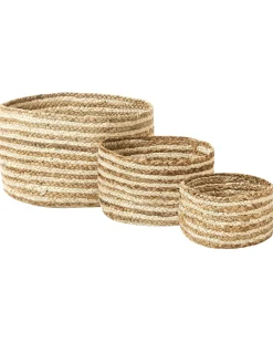 Online Beliani Set di 3 cestini KAHU Iuta Naturale Beige Naturale
