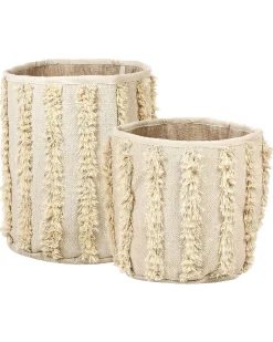 New Beliani Set di 2 cestini KAKKI Cotone Beige