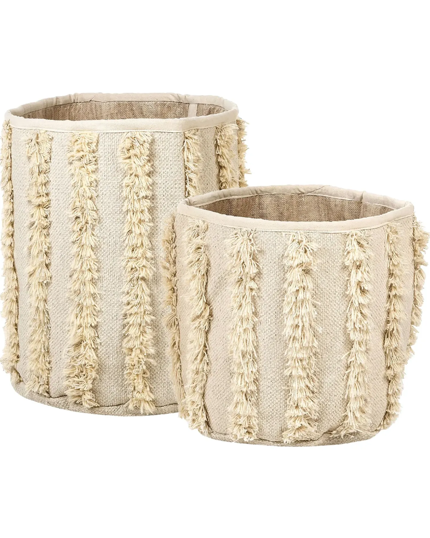 New Beliani Set di 2 cestini KAKKI Cotone Beige