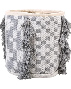 New Beliani Set di 2 cestini KALAI Cotone Grigio Bianco Grigio