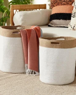 Hot Beliani Set di 2 cestini KARDH Cotone Bianco Beige Bianco