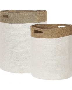 Hot Beliani Set di 2 cestini KARDH Cotone Bianco Beige Bianco