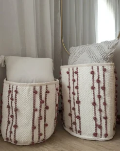 Clearance Beliani Set di 2 cestini KHEL Cotone Beige Beige Rosso