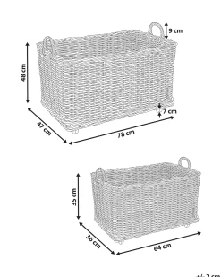 Outlet Beliani Set di 2 cestini KITIM con ruote Rattan Naturale