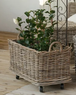 Outlet Beliani Set di 2 cestini KITIM con ruote Rattan Naturale