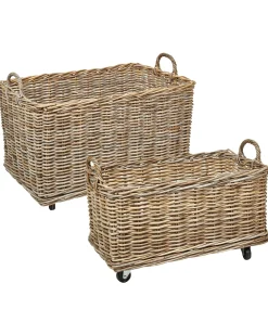 Outlet Beliani Set di 2 cestini KITIM con ruote Rattan Naturale