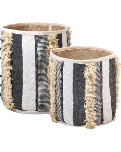 Hot Beliani Set di 2 cestini KOTKAI Cotone Grigio Beige Grigio