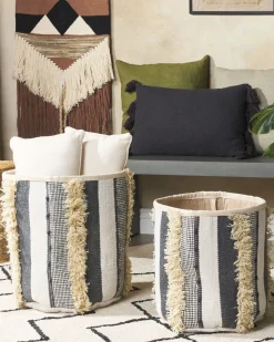 Hot Beliani Set di 2 cestini KOTKAI Cotone Grigio Beige Grigio