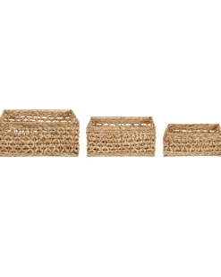 Clearance Beliani Set di 3 cestini MINNOW Vimini Naturale Marrone