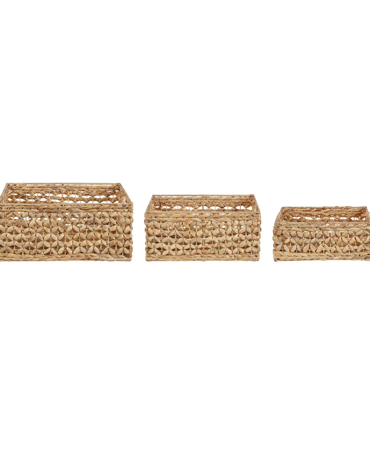 Clearance Beliani Set di 3 cestini MINNOW Vimini Naturale Marrone